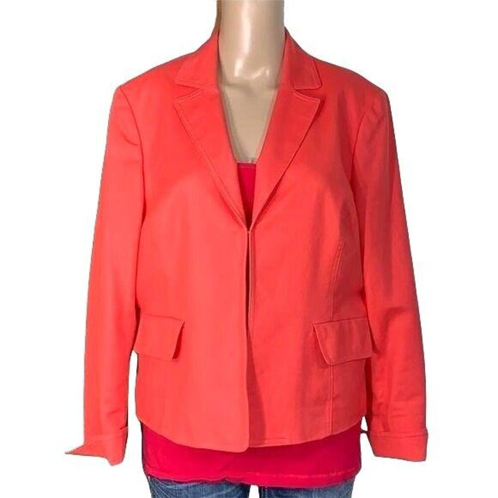 Jones Wear Womens Blazer Suit Jacket Stretch Coral Pink Red Career 14 Petite